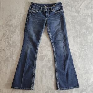 Silver jeans suki bootcut womens 28 western rodeo dark light distressed pockets